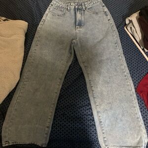 SHEIN Blue Flare Wide Leg Jeans